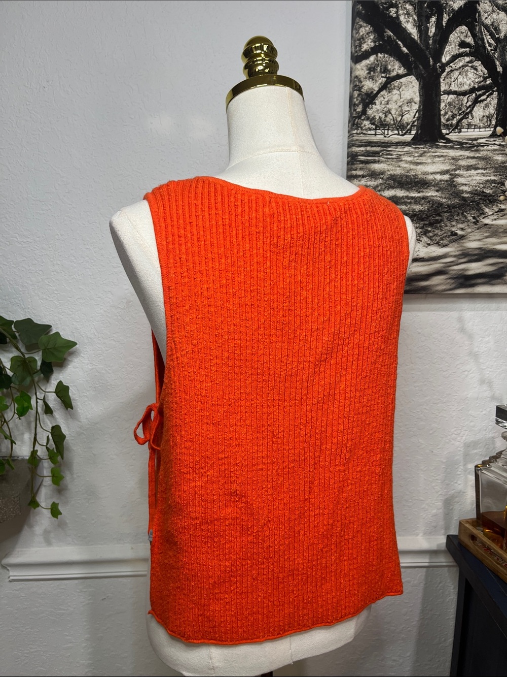 NWT Free People cherry tomato 🍅 Ribbed Knit Tank with Side Tie Small - Picture 5 of 12